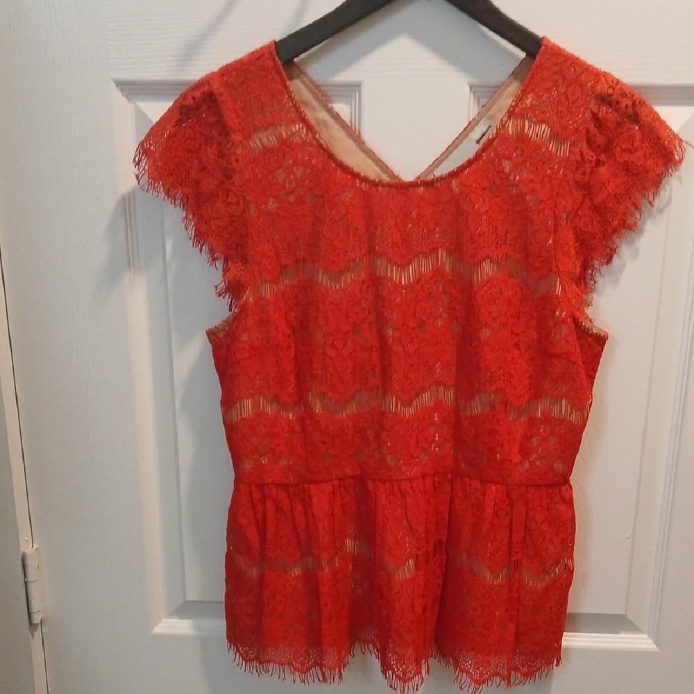 Maeve Vibrant Red Lace Blouse